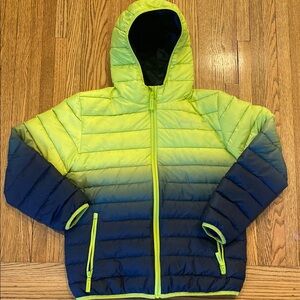 Eddie Bauer Green Ombré Hooded Down Jacket -reversible